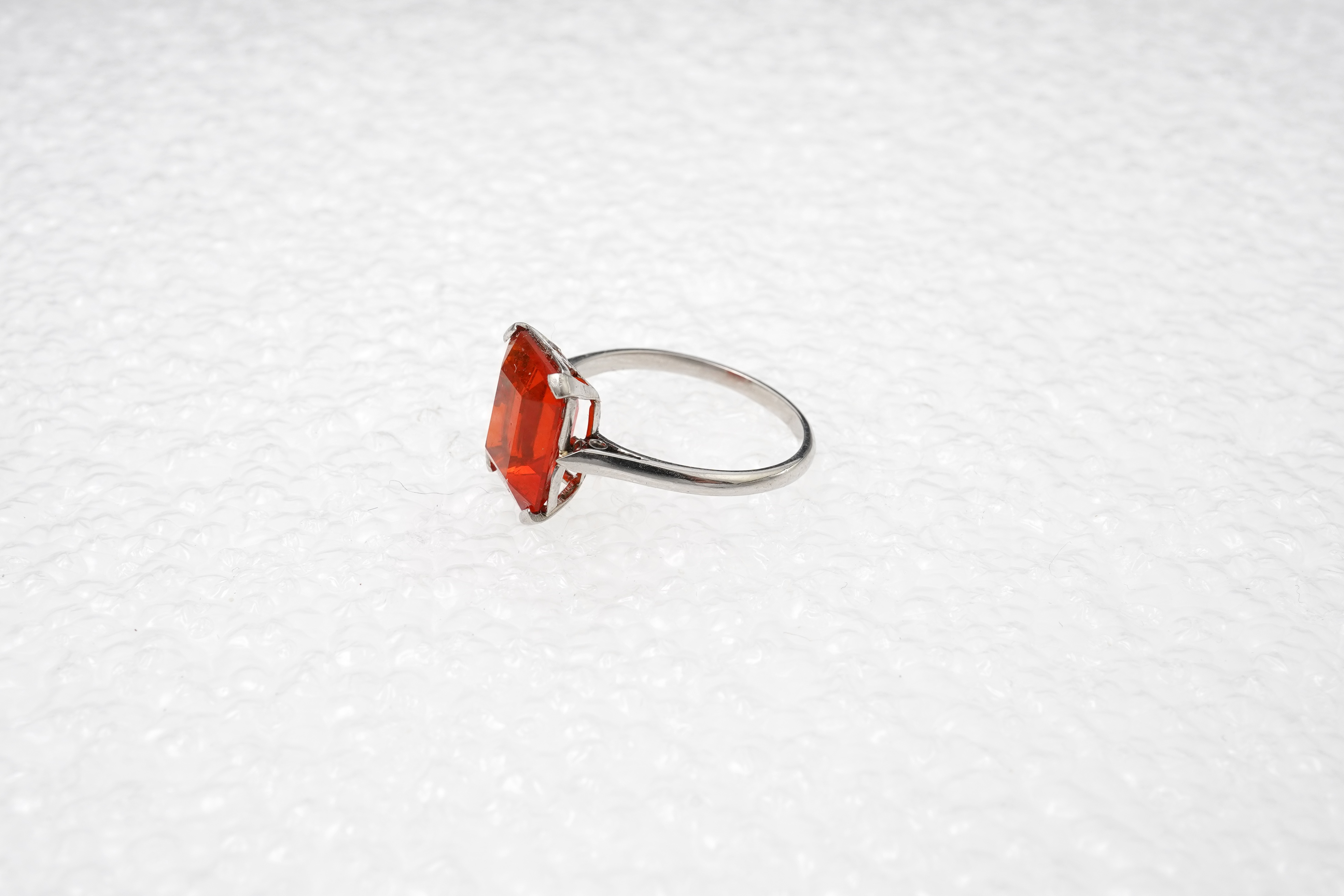 A fire opal ring